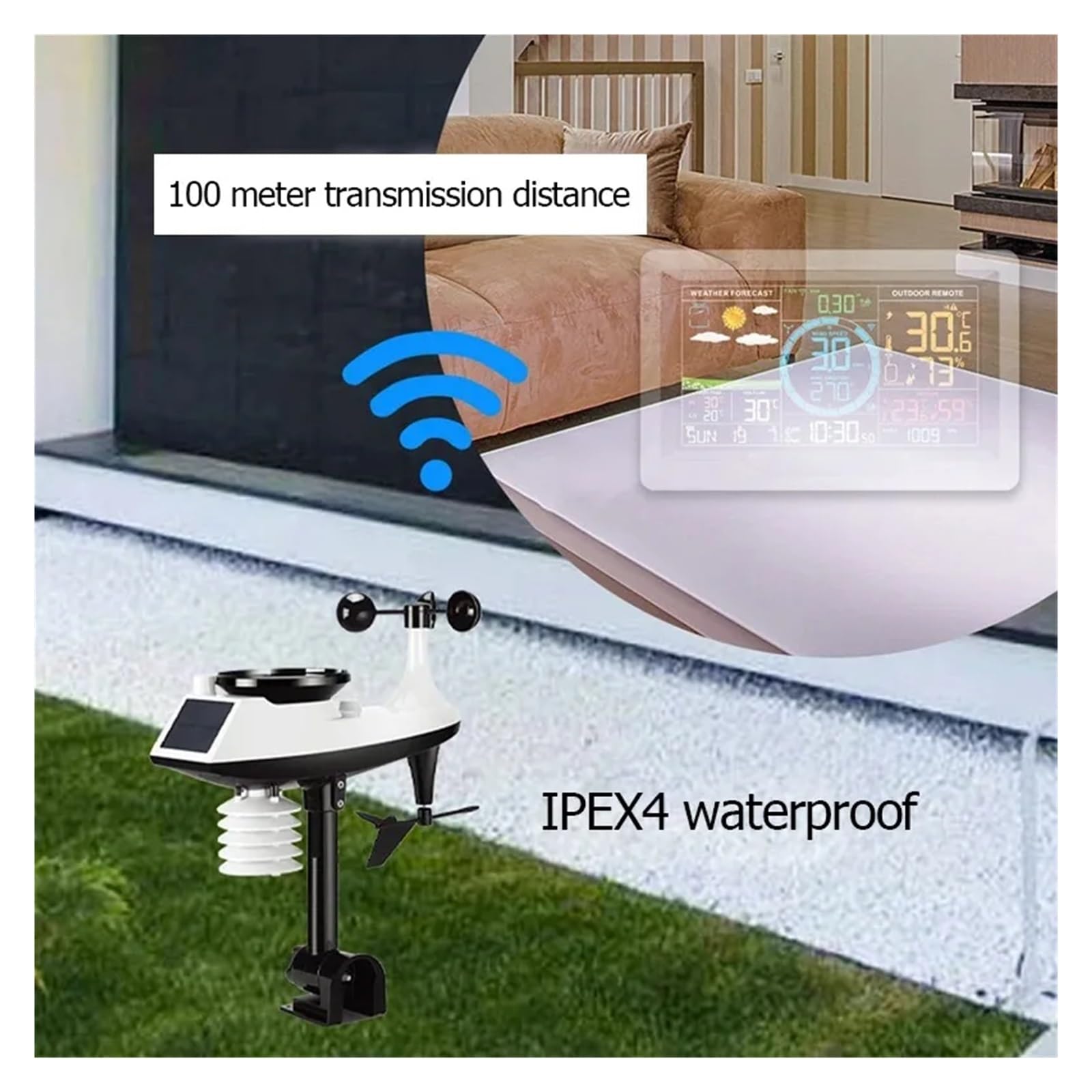 FJ3390A Multifunction Professional Digital Weather Station Wireless Forecast Clock Temperature Wind Speed Rain Detection