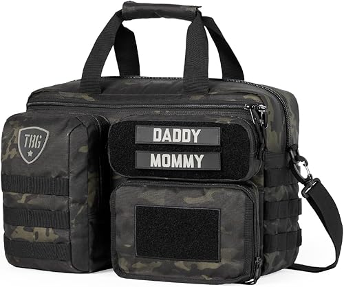 Tactical Baby Gear Bolsa de pañales táctica de 4 generación para papás con cambiador incluido, correas para cochecito