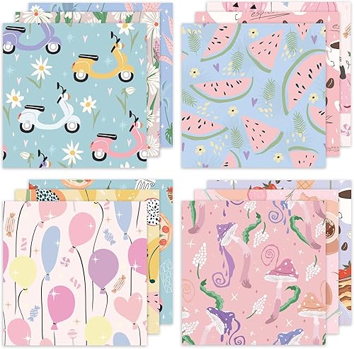 Miniatura 6 de 24 hojas de 12 diseños de álbumes de recortes, papel de manualidades de una sola cara de 6 x 6 pulgadas, papel de cartulina, álbumes de recortes de