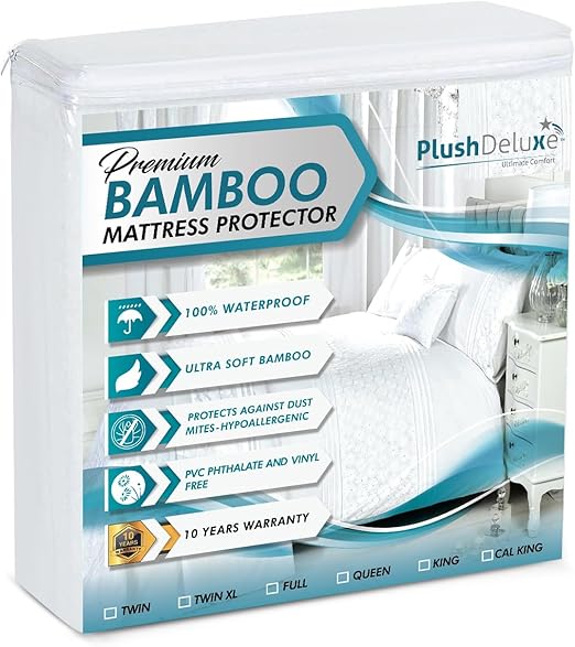 PlushDeluxe Premium Bamboo Mattress Protector – King Size