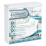 PlushDeluxe Premium Bamboo Mattress Protector – King Size, Waterproof, & Ultra Soft Breathable Noiseless Washable Bed Mattress Cover for Comfort & Protection - White