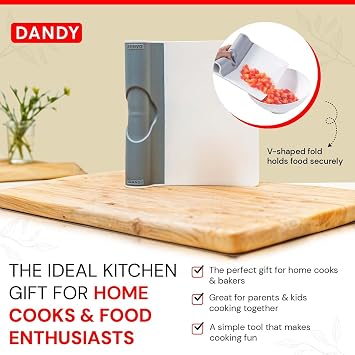 DANDY ScooperDuper - Multi-Purpose Folding Food Mover, Bench Scraper, Dough Scraper, Food Scraper Tool, User-Friendly Kitchen Gadget for Cutting Board and Chefs Knife