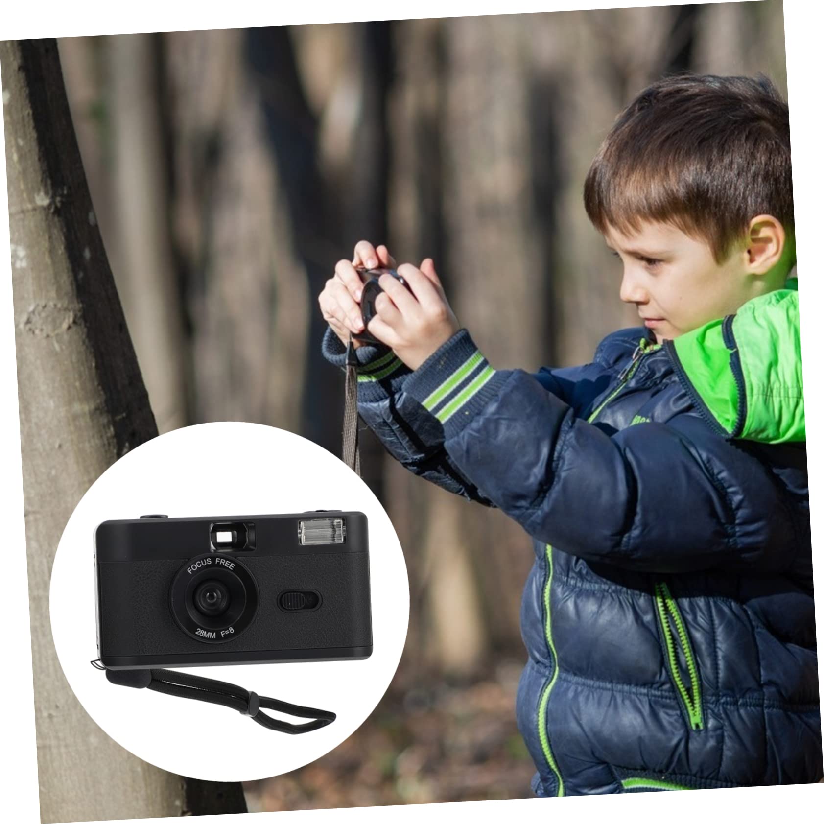 Fotocamera Riutilizzabile 35mm in Abs Flash Integrato Nera