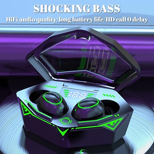Miniatura 3 de Auriculares inalámbricos Bluetooth 5.2 con luz RGB, auriculares inalámbricos con ganchos para los oídos, micrófono integrado para deportes, llamadas