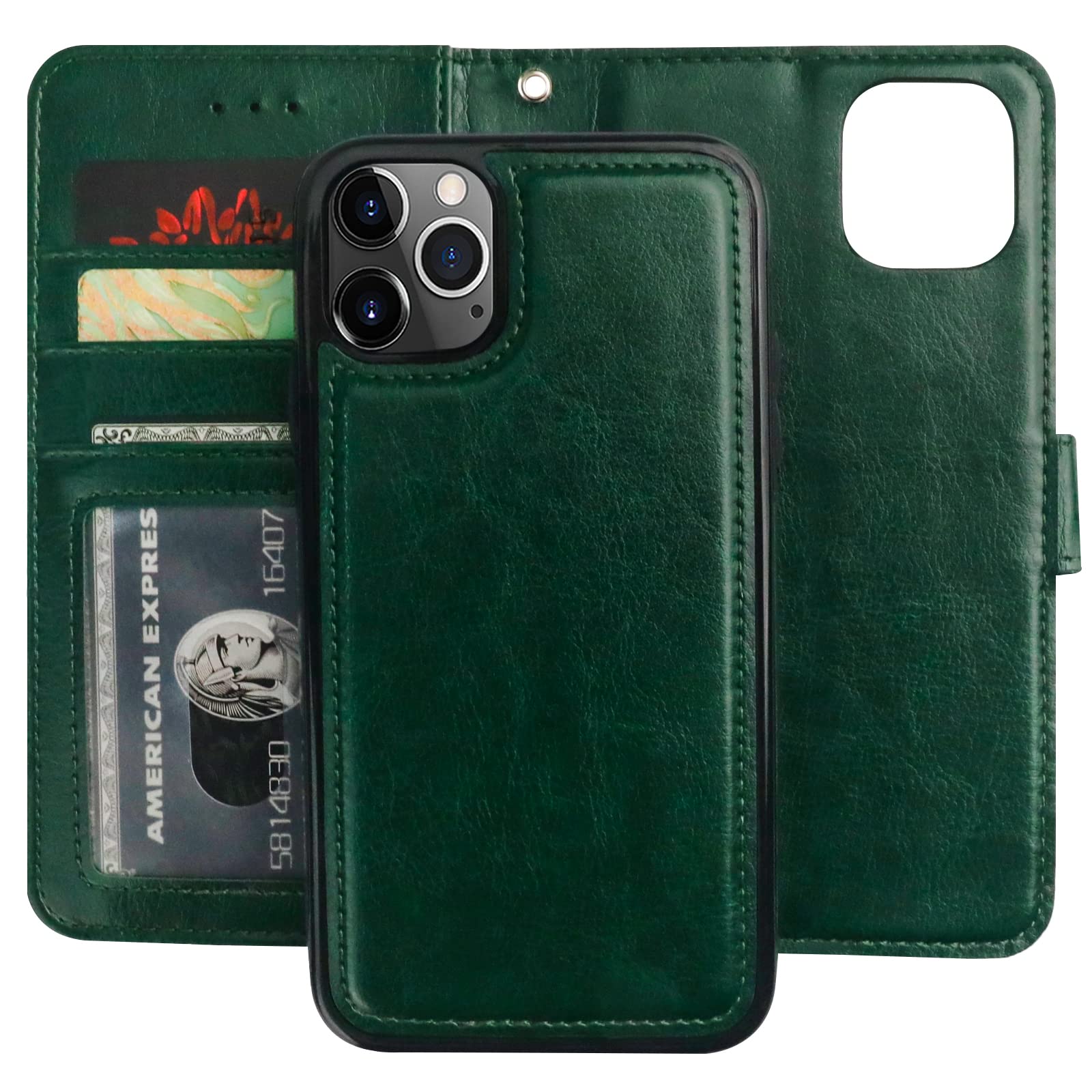 Bocasal for iPhone 11 Pro Max Wallet Case with Card Holder PU Leather Magnetic Detachable Kickstand Shockproof Wrist Strap Removable Flip Cover for