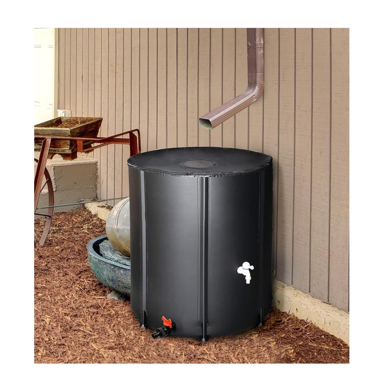Depósito de recogida de agua de lluvia, Colector De Agua Lluvia for Canalones Multicolor 50L-1350L(Noir,200L)