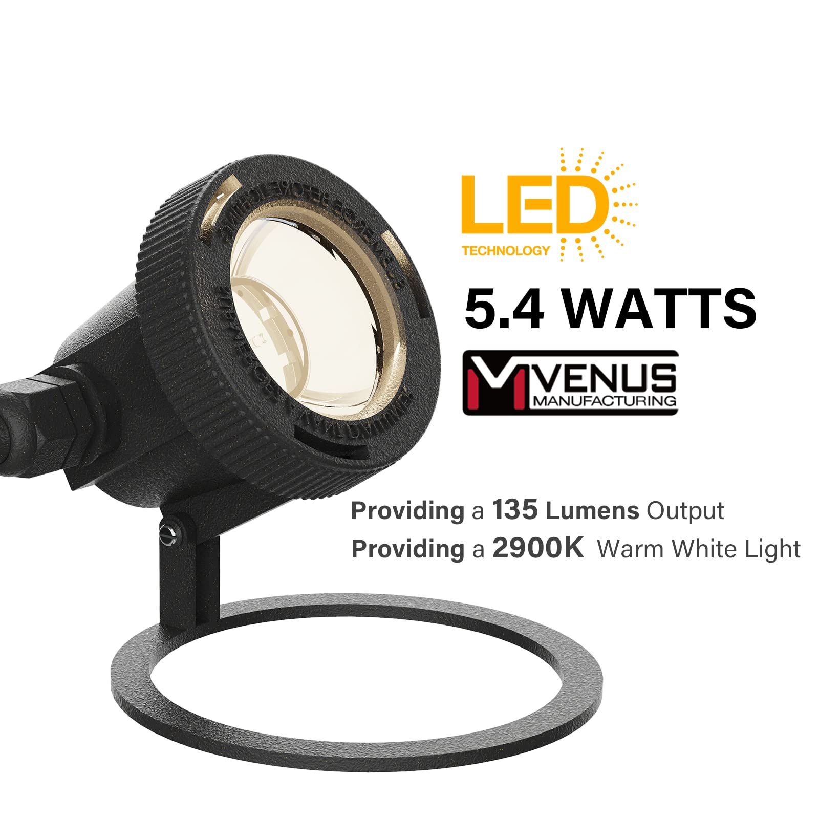 VENUS MANUFACTURING Niskonapięciowa lampa LED do stawu, 135 lumenów, 12 V, podwodna, zanurzeniowa, 2900 K, ciepłe białe światła, czarna fontanna z wodospadem, do basenu, ogrodu, oświetlenie krajobrazu
