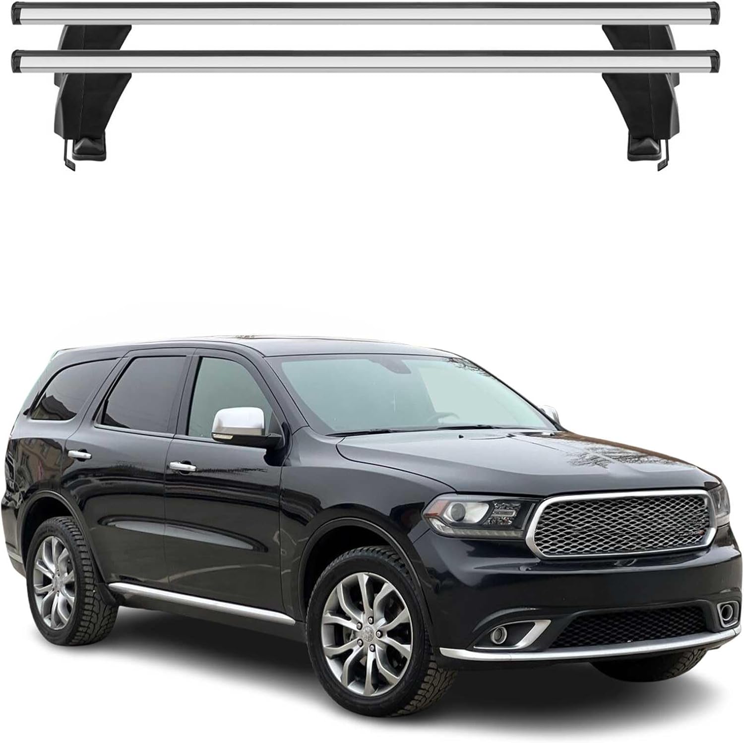 OMAC Roof Rack Cross Bars for Dodge Durango 2011-2026 Lockable 110Lbs Aluminium Silver 2Pcs fits Cargo Carriers Kayak Canoe Bike Snowboard