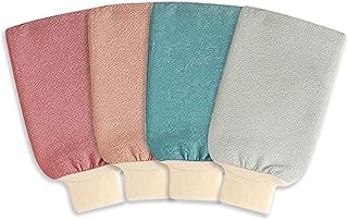 4 Pack Exfoliating Gloves, Exfoliating Mitt Body Scrubber Glove Shower Gloves, Body Exfoliator Glove Exfoliating Glove Dual-Sided Deep Clean Exfoliating Mitt for Women Men Shower