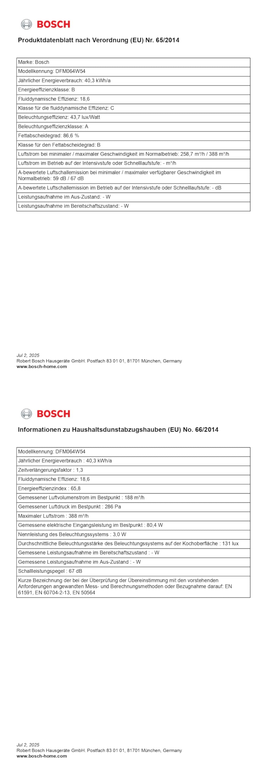 Bosch Serie 2 Flachschirmhaube 60 cm Umluft Abluft LED-Beleuchtung Metallfettfilter spülmaschinengeeignet