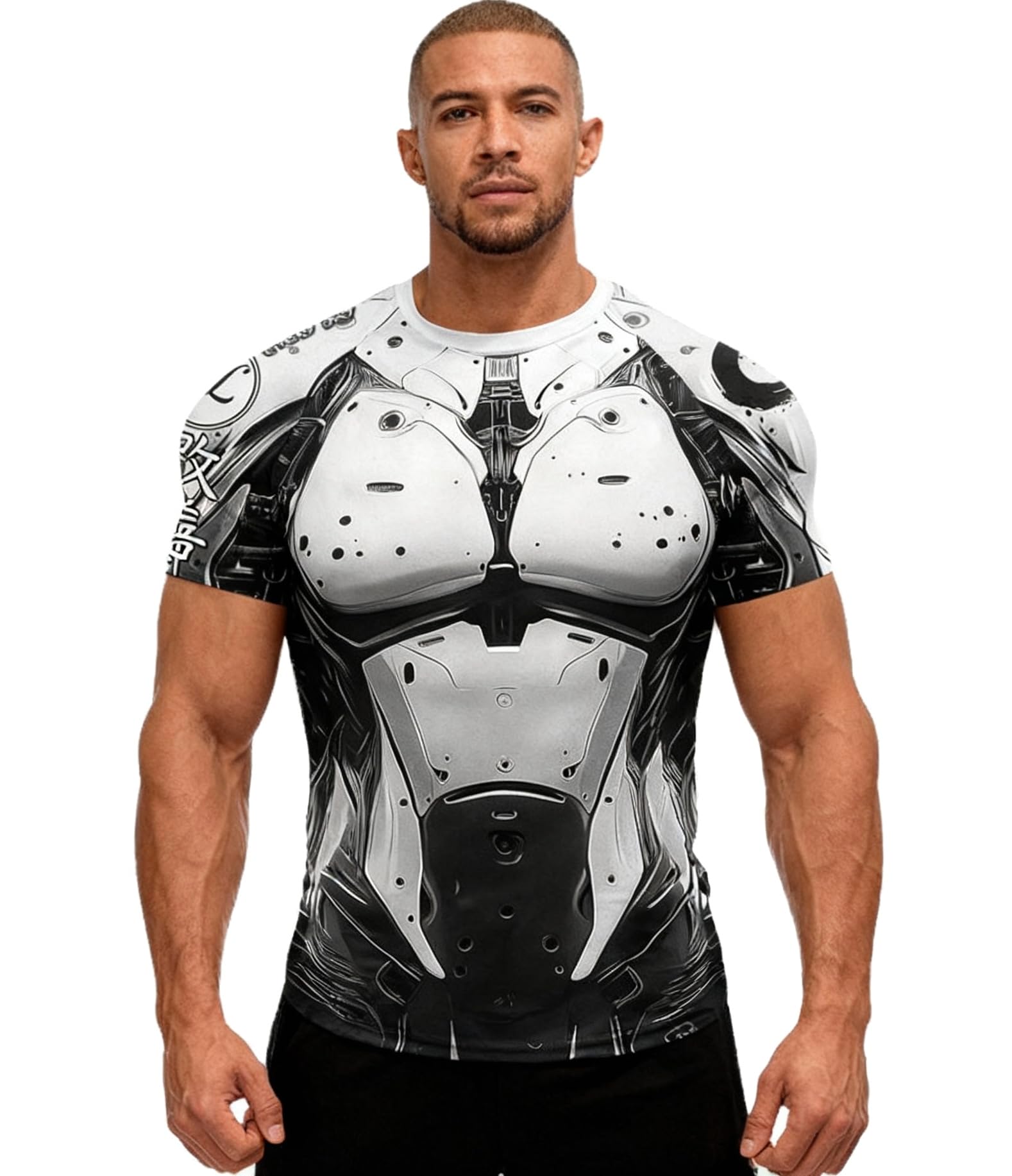 Mens Compression Shirts Sports Athletic Short Sleeves Quick Dry Fitness Baselayer Gym Running Workout Pullover Tops