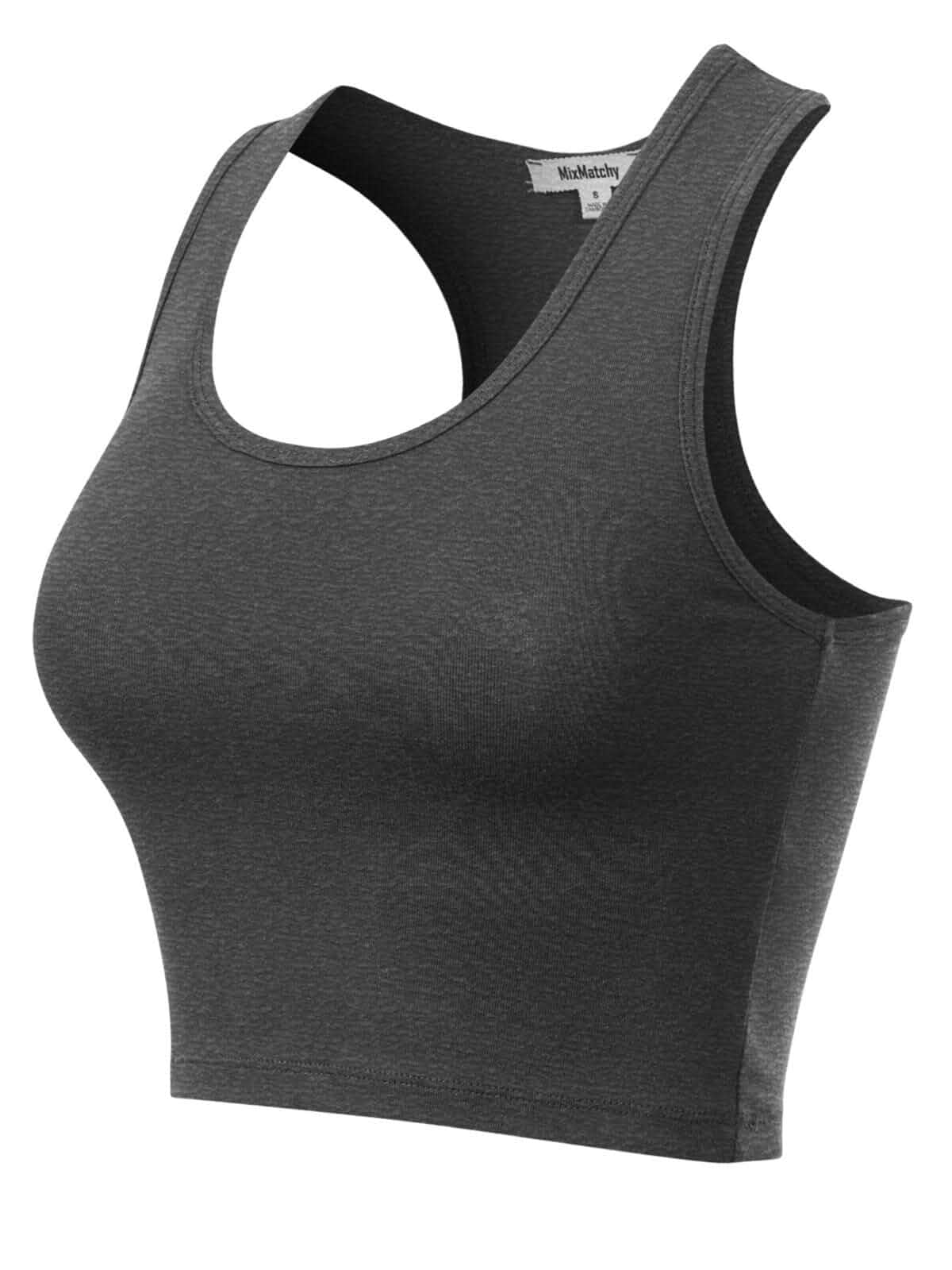 MixMatchy Women's Racerback Crop Tank Top Workout Yoga Gym Shirt Sleeveless
