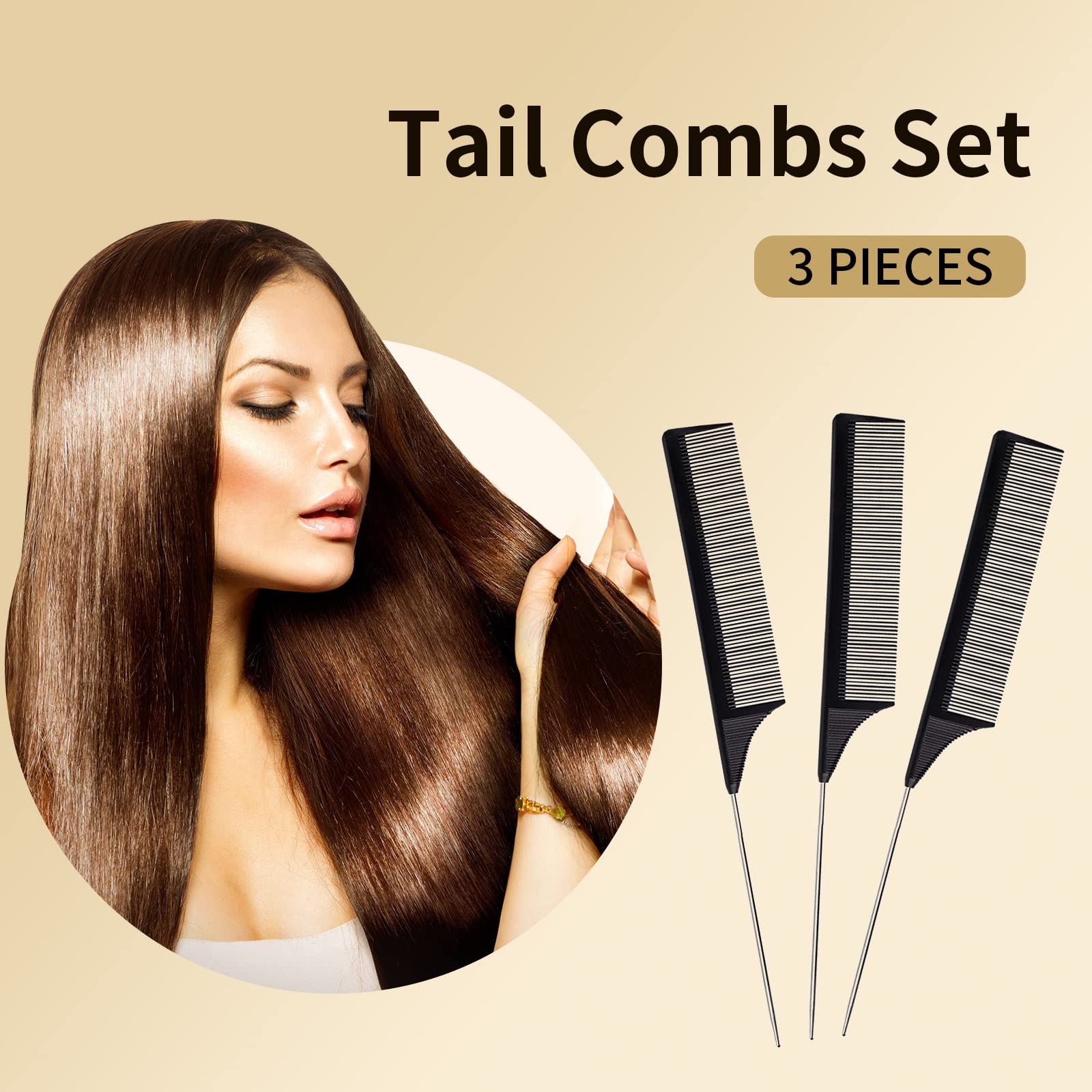 3 Pieces Hair Comb Anti Static Tail Combs Fine Tooth | INDIA - View #6