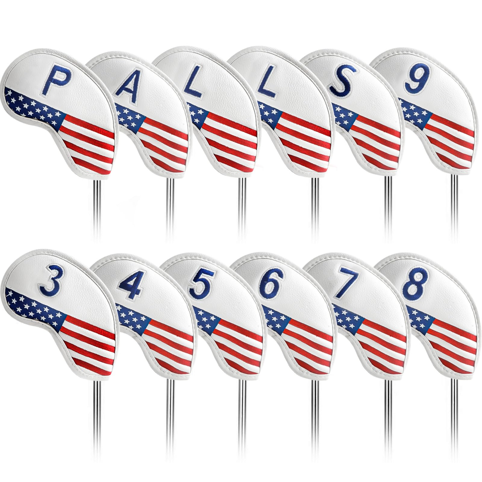 FINGER TEN Golf Iron Head Covers Value 12 Piece Set, Synthetic Leather Deluxe Club Headcover, Universal Fit Main Iron Clubs Gift Set
