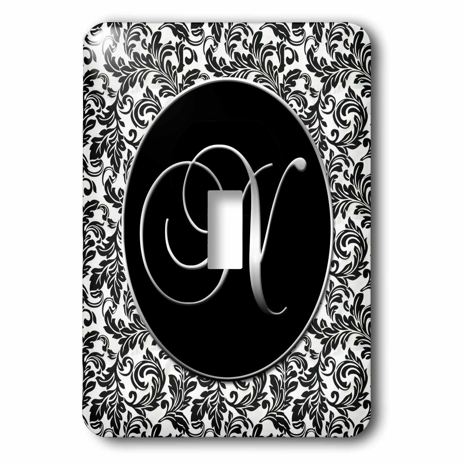 Interrupteur damas noir et blanc 3dRose pour salon et chambre