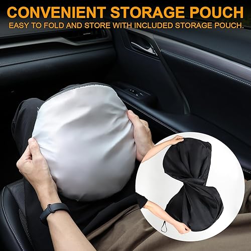 Miniatura 4 de JUSTTOP Parasol plegable para parabrisas de coche, protector solar para ventana de coche 210T, tela plateada recubierta de poliéster reflectante que