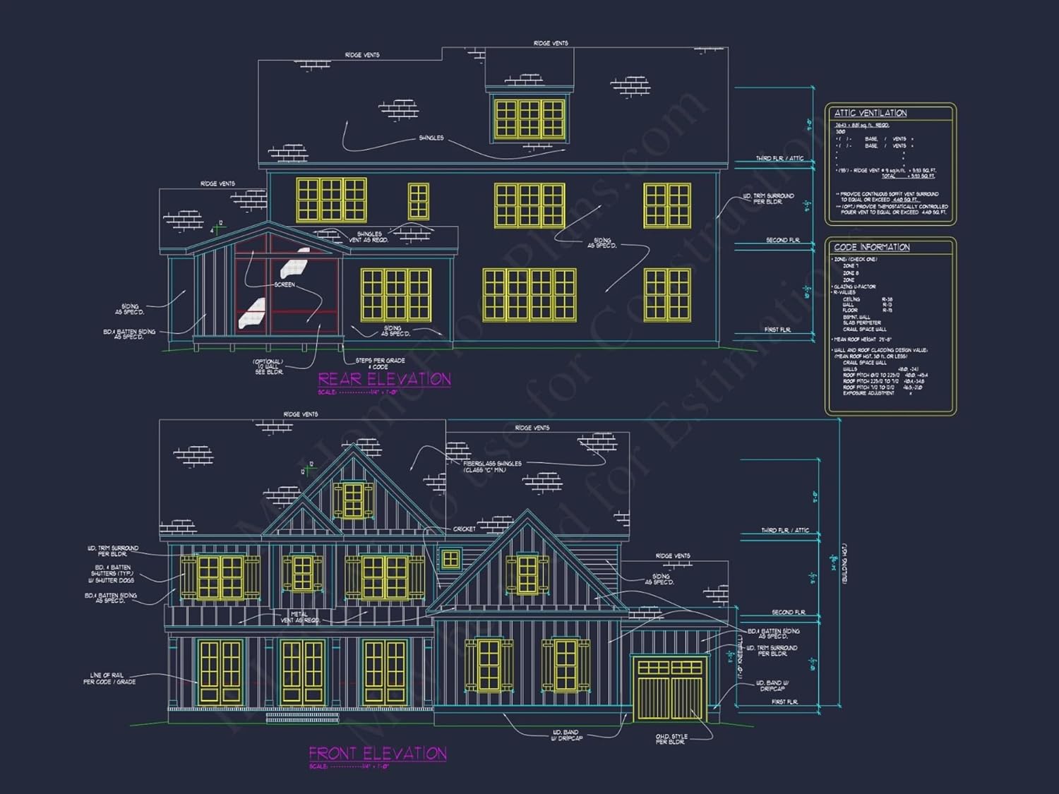 19-1190 HOUSE PLAN - Elegant House Plan with Modern Floor Plan Designs and CAD Blueprints