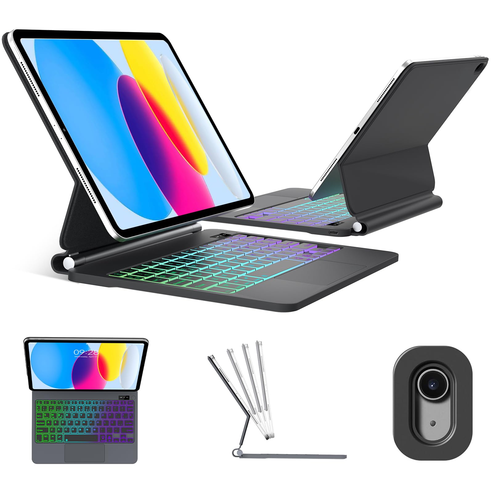 Magic Keyboard para iPad A16 11 Generación 2025/10 Generación 10.9" 2022 | Español Ñ Bluetooth Teclado con Trackpad para iPad 10ª/11ª Generación 11 Pulgadas A16, Negro