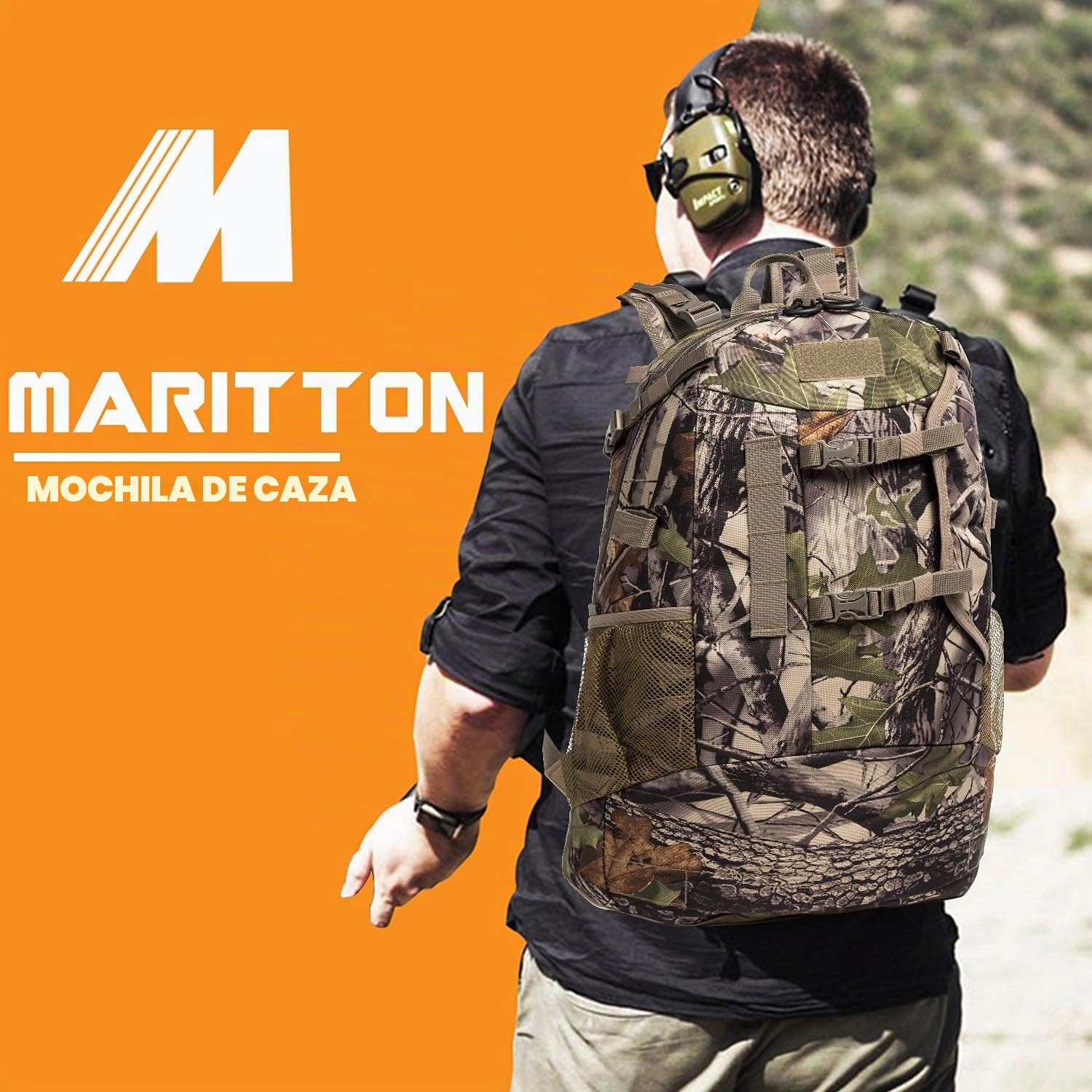 Mochila de caza resistente con sistema para transportar arco y rifle, ideal para acampada, caza y senderismo