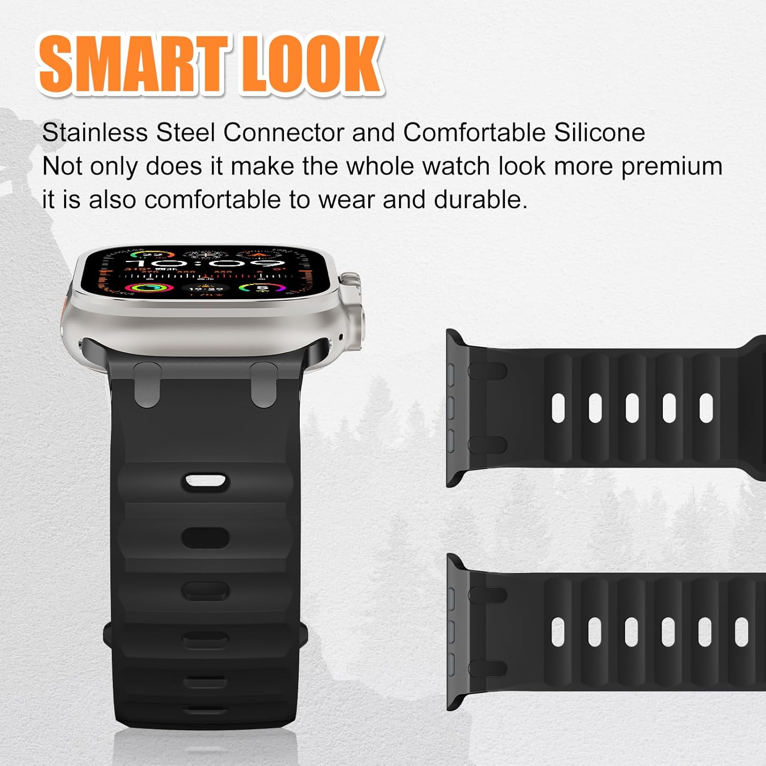 Sport Bands for Apple Watch Ultra 3 2 1 Band 49mm 46mm 45mm 44mm 42mm Women Men,Rugged Wide Silicone Waterproof Wristbands with Metal Adapter Strap for iWatch Series 11 10 9 8 7 6 5 4 SE 3 2,Ultra/3/2 - Image 5