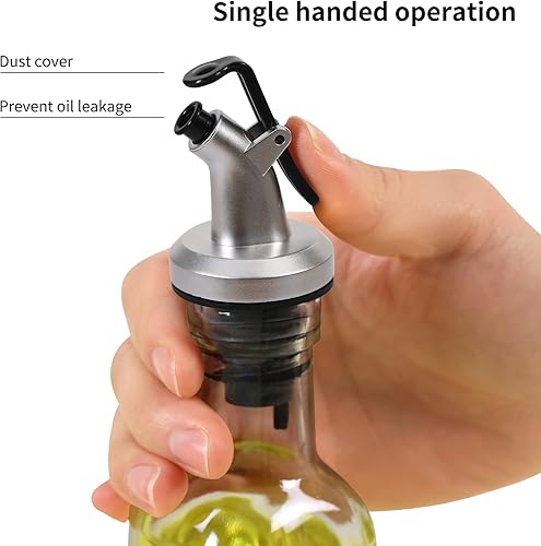 Miniatura 3 de 6 boquillas dispensadoras de aceite plateadas, boquilla dispensadora de aceite de oliva para tapón de botella, tapa a prueba de fugas para aceite,