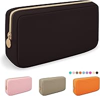 Vista 40 de Iqimott Bolsa Grande de Maquillaje de Nylon, Estuche de Viaje Preppy, Bolsa Grande de Cosméticos de Nylon, Organizador de Maquillaje, Bolsa de Rosa