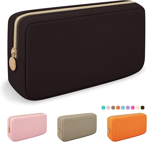 Miniatura 40 de Iqimott Bolsa Grande de Maquillaje de Nylon, Estuche de Viaje Preppy, Bolsa Grande de Cosméticos de Nylon, Organizador de Maquillaje, Bolsa de Rosa