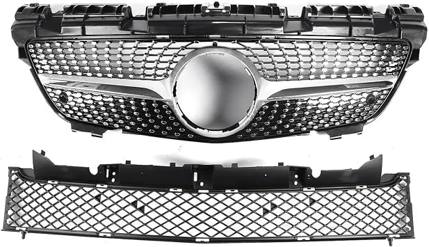Car Lower Grill Bumper Hood Mesh Front Upper Grill for Mercedes Benz SLK Class R172 SLK200 250 350 2012-2016Silver