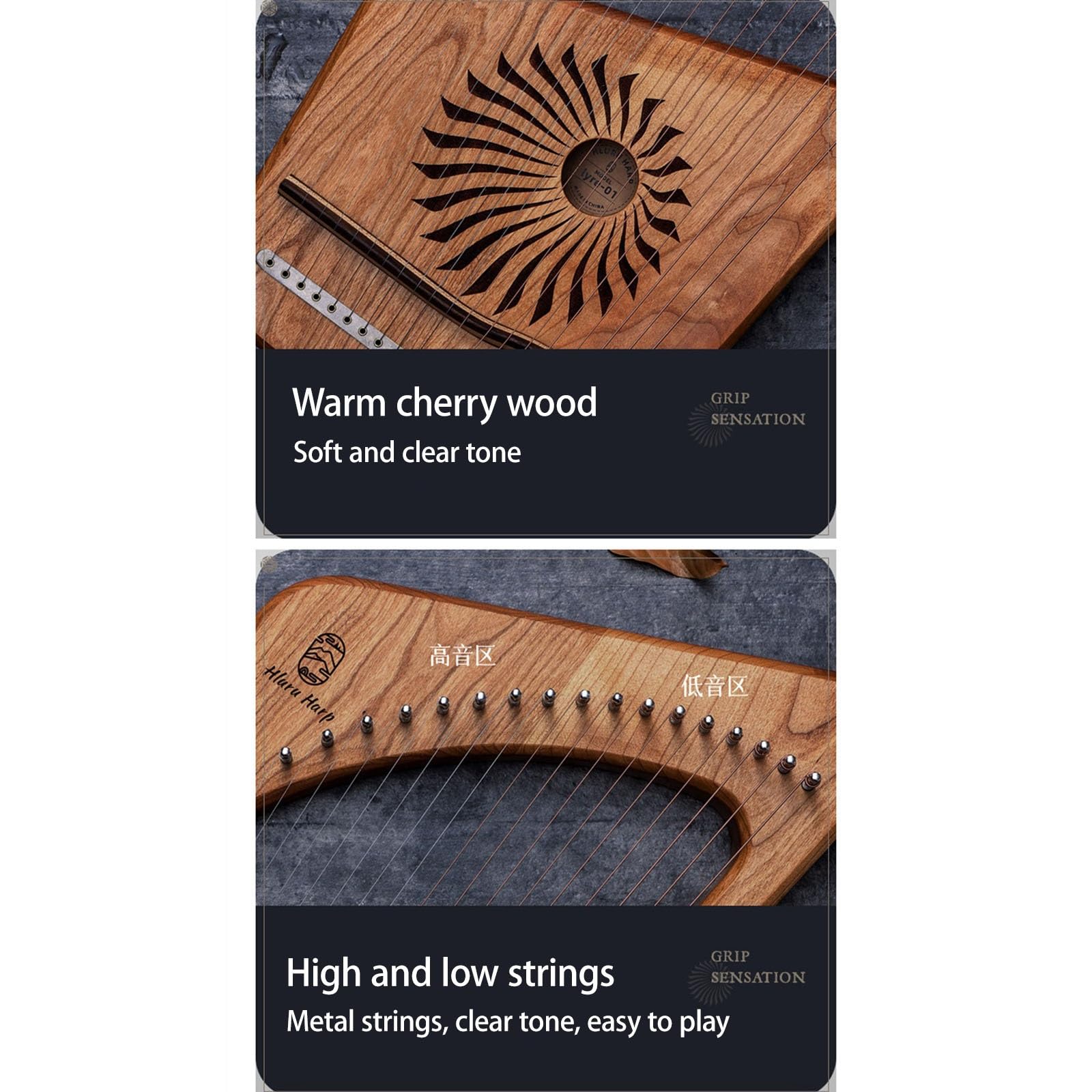 Lyre Harfe, 19 Saiten Mahagoni Holz Streichinstrument Musikalische Harp Geeignet for Erwachsene Und Profis