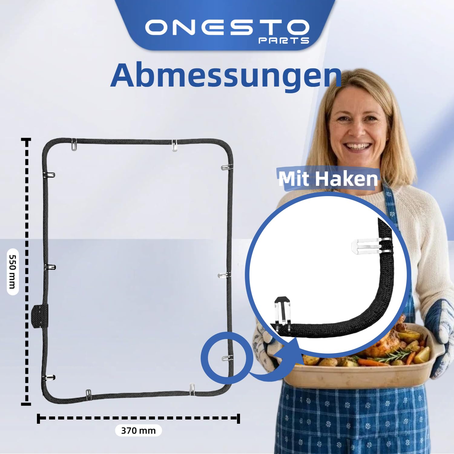 Junta de repuesto para puerta de horno Bosch Siemens 491638 00491638, 10 ganchos, junta de 4 lados para horno y horno