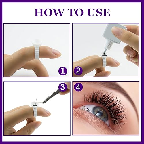 Miniatura 7 de NXJ INFILILA Anillos de pegamento, 300 anillos de pegamento para extensiones de pestañas, vasos desechables para suministros de extensión de