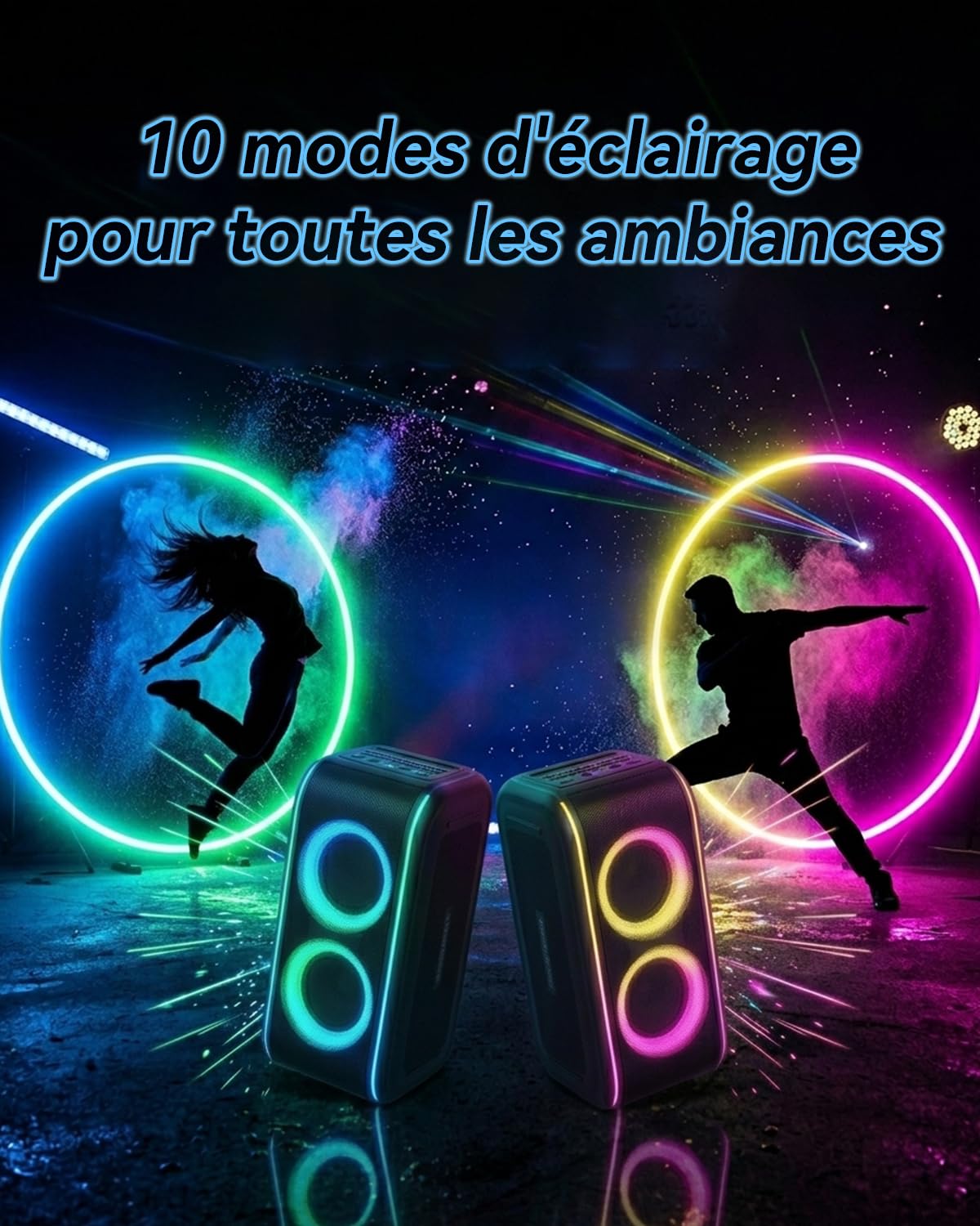 GKD62 Machine Karaoké, Enceinte Bluetooth 400W avec 2 Micros Sans Fil