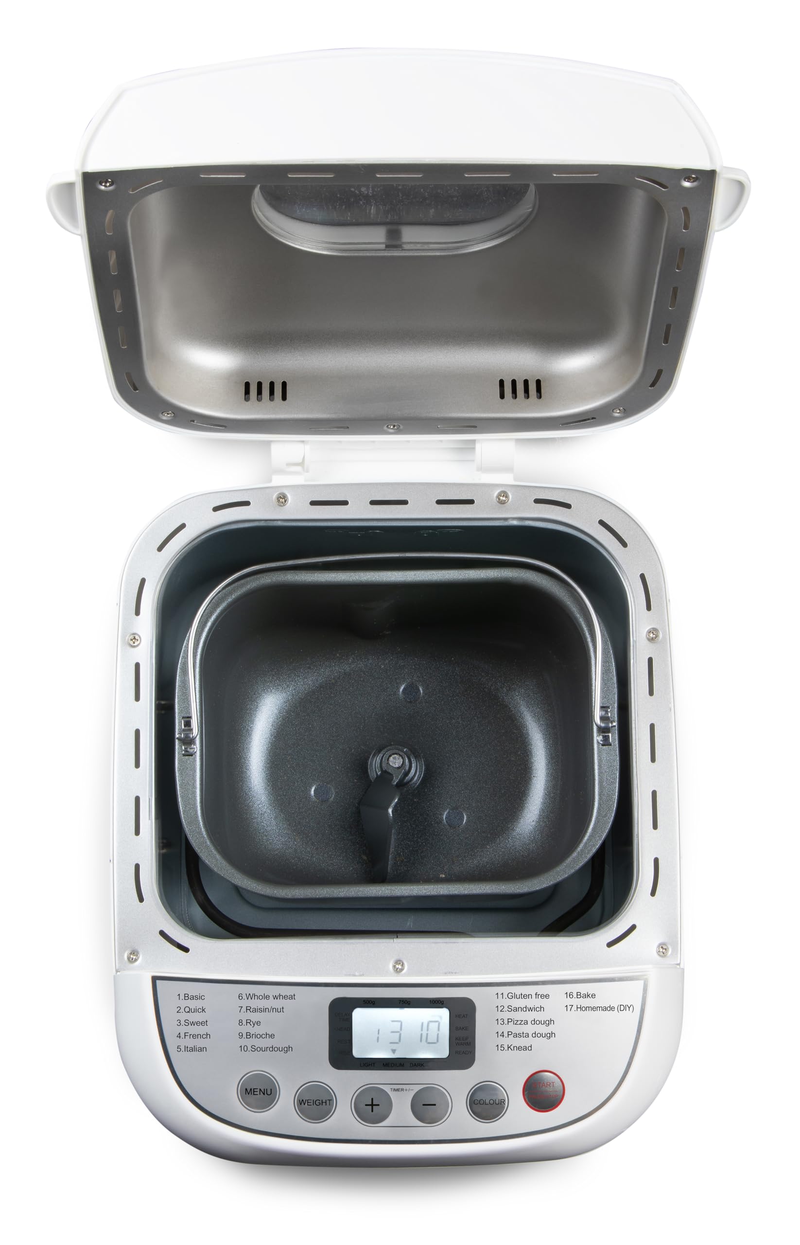 DOMO B3976 Brotbackautomat - 17 Backprogramme inkl. Pizza und Glutenfrei-Programm - 3 Brotgrößen (500g - 750g - 1000g) - PFAS frei - mit Timer, LCD Display und Warmhaltefunktion