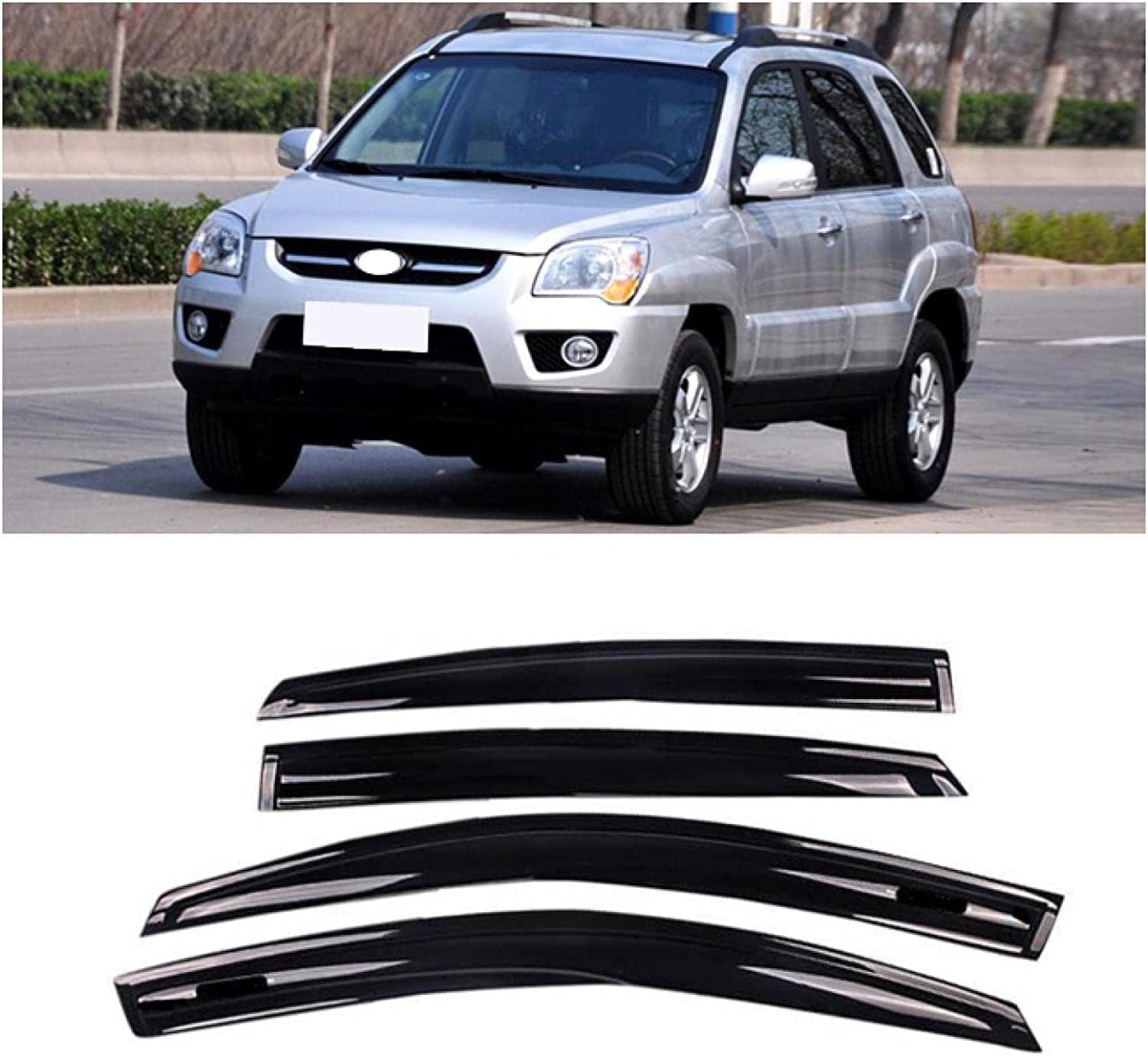 PANXUC Car Wind Deflectors for KIA Sportage 2007-2012, Side Window Wind Rain Deflector Window Visor Sun Rain Guard Smoke Guards