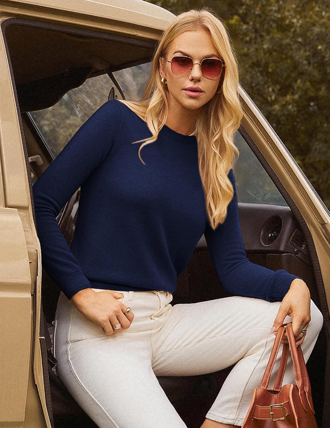 GRACE KARIN Women Cashmere Sweater Crew Neck Merino Wool Soft Pullover Layer Dressy Casual 2026 Spring with Socks - Image 8