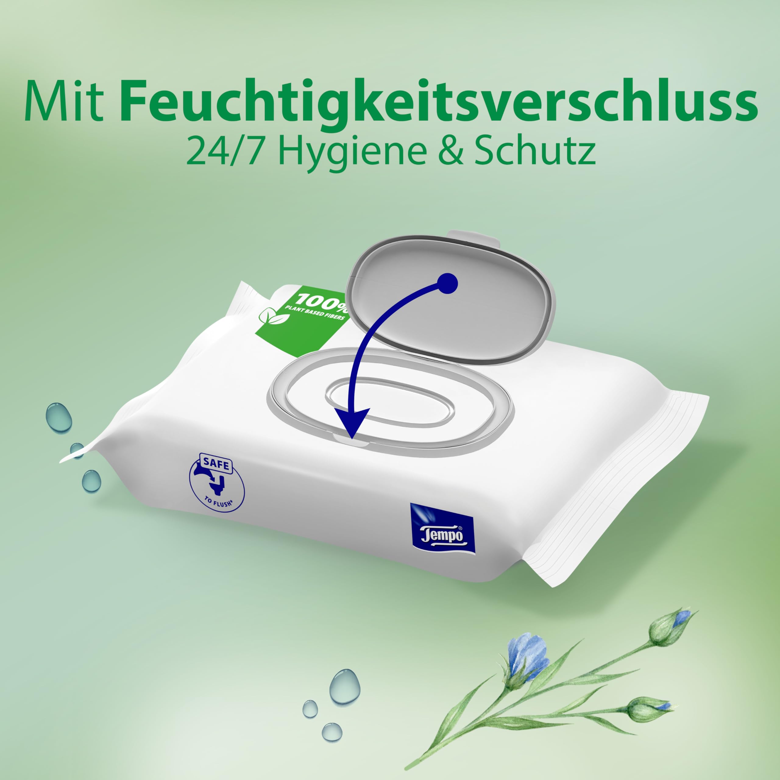 Tempo Toilettenpapier feucht Tempo Sanft Pflegend Trio-Pack (18 (6 x 3) Packungen x je 42 Blatt), Großpackung, 1 kg