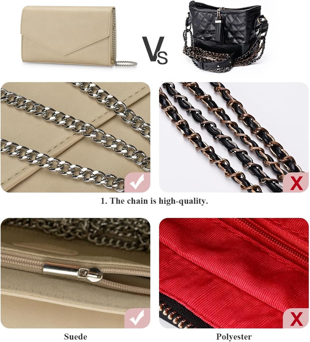 GM LIKKIE Clutch Purse for Women, Evening Envelope Clutch Bag, Crossbody Foldover PU Leather Shoulder Handbag - Image 5