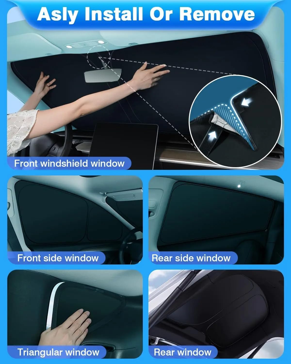GAFAT Tesla Model Y/3 2017-2025 Parasole per Parabrezza Interno, Highland 2024 Protezione Solare, Raffreddamento, Protezione UV, Accessori