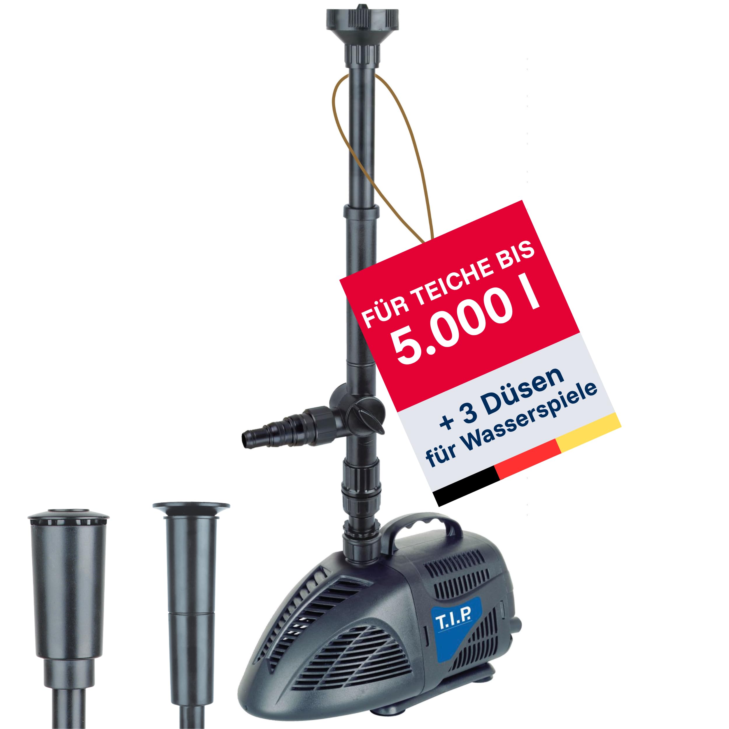 T.I.P. Wasserspielpumpe WPS 2000 R, 2000 l/h, Teichpumpe, Schwarz, einstellbares Teleskoprohr