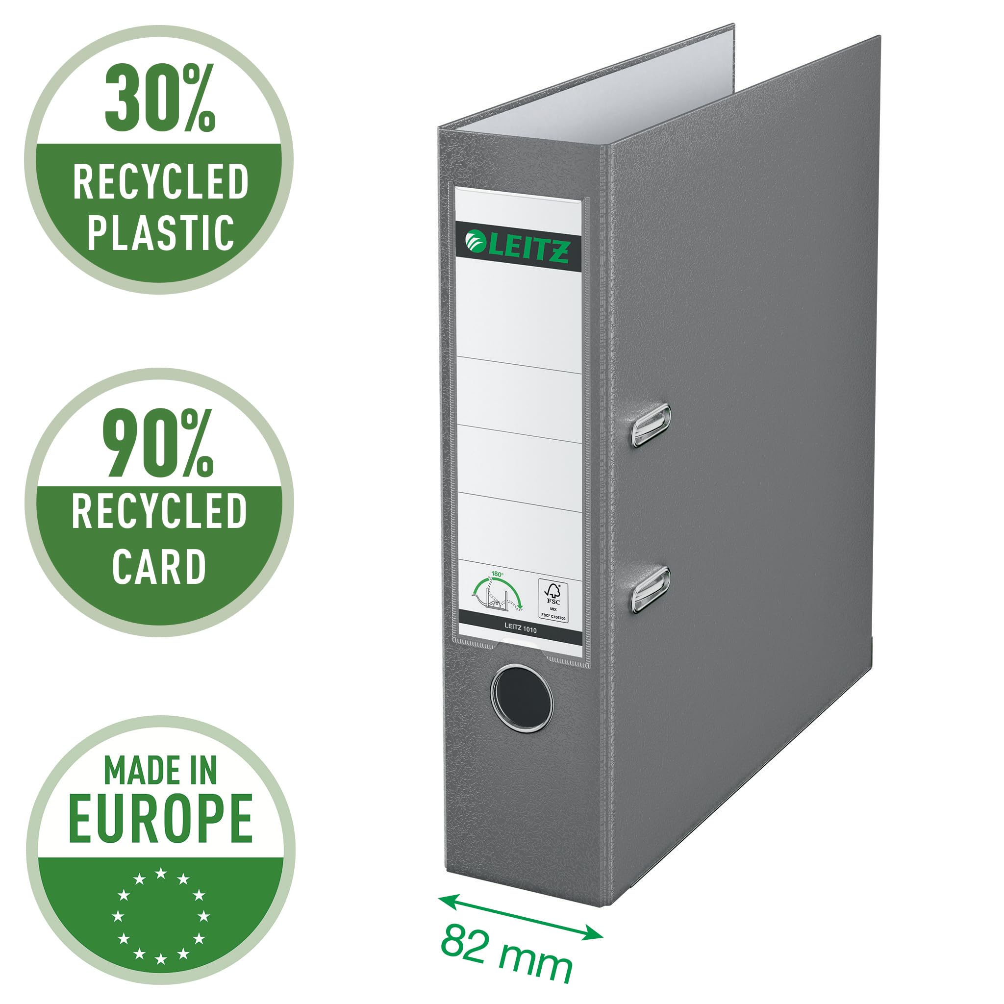 LEITZ Lever Arch File PP A4 80mm Grey