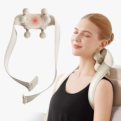 SKG Masajeador de cuello para aliviar el dolor, tejido profundo, Shiatsu, masajeador de cuello y hombros inalámbrico con calor, regalos de Navidad