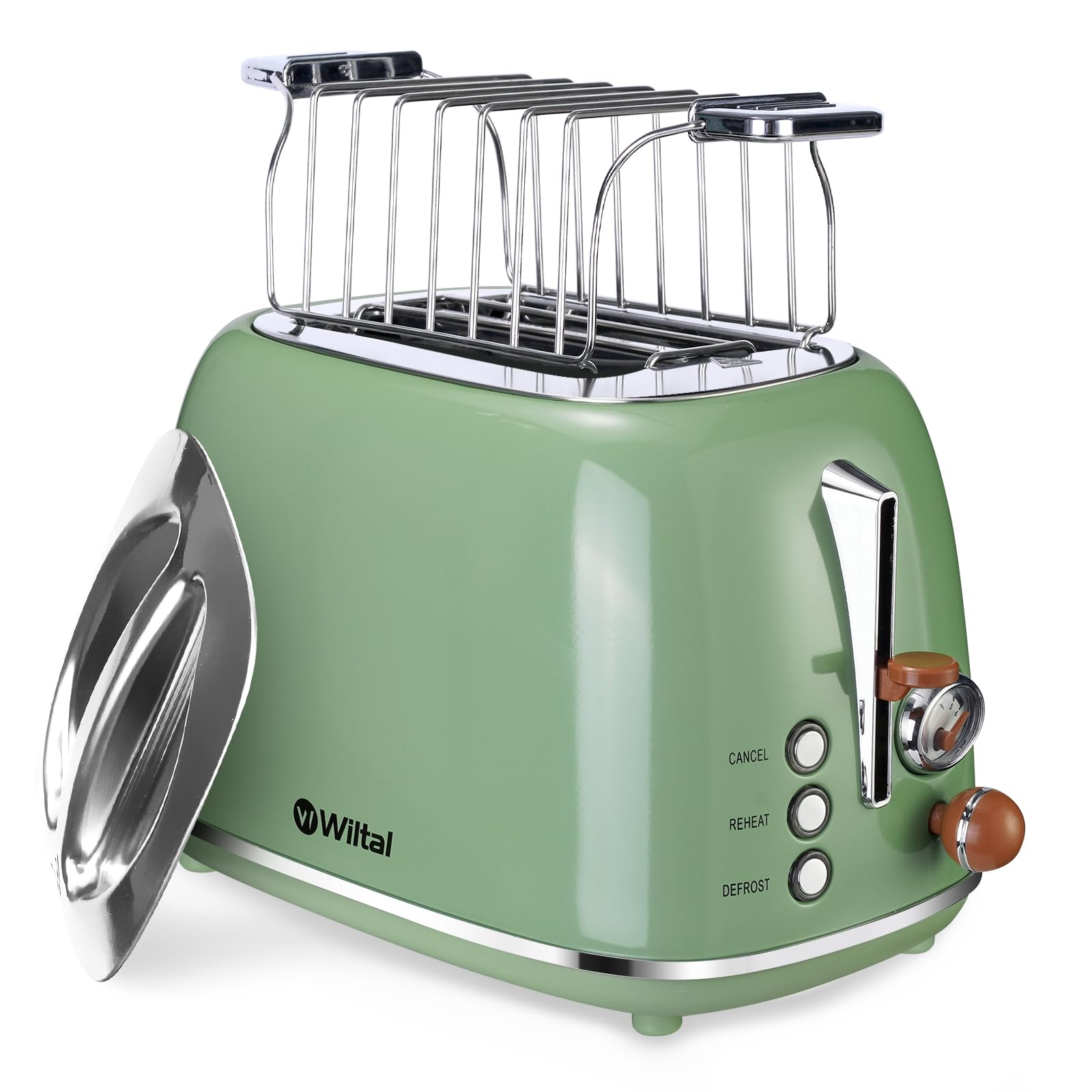 Buy Wiltal Toaster 2 Slice, Retro Roaster, Bagel Toaster, With Stainless Steel Lid, With Bread
