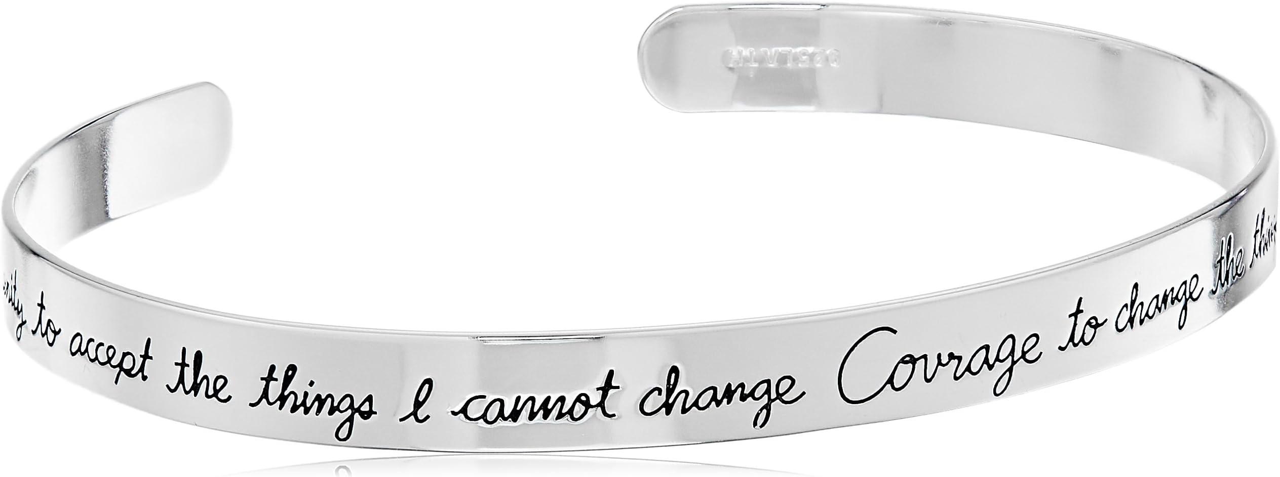 Sterling Silver Engraved Inscription Cuff Bracelet