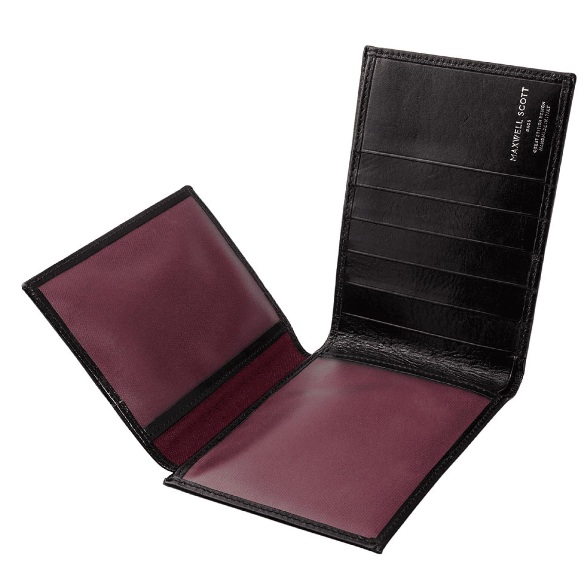 Maxwell Scott - Mens Large Luxury Leather Trifold ID Card Billfold Wallet - Handmade in Italy - The Gallucio Black