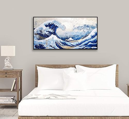 Miniatura 2 de The Mode Art The Great Wave Off Kanagawa - Lienzo enmarcado para pared, cuadros abstractos de paisaje marino, arte japonés moderno para decoración