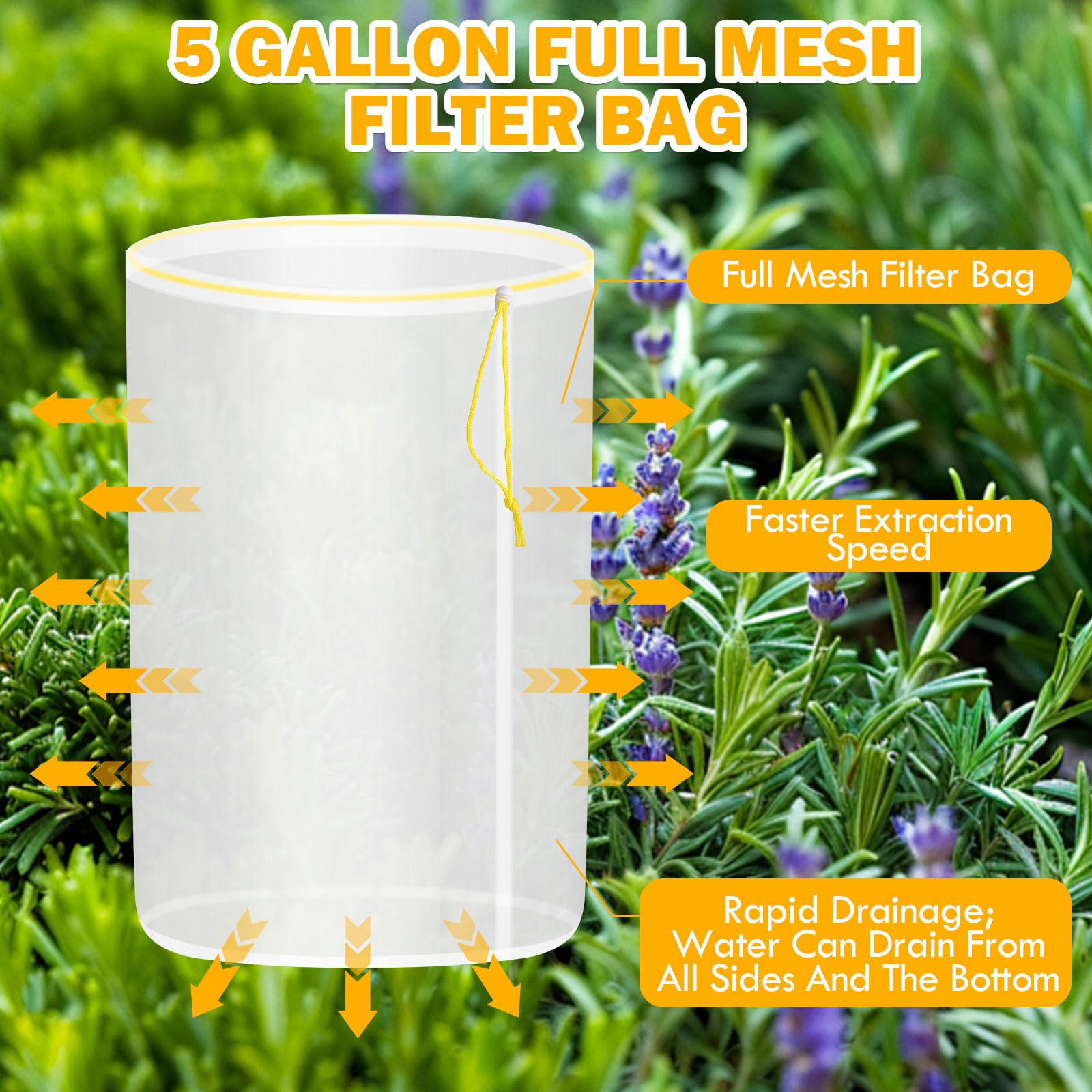 All Mesh Bubble Bag 4 Bolsas de 20 l 5 Galones Bolsa de Extracción de Hielo de Hierbas