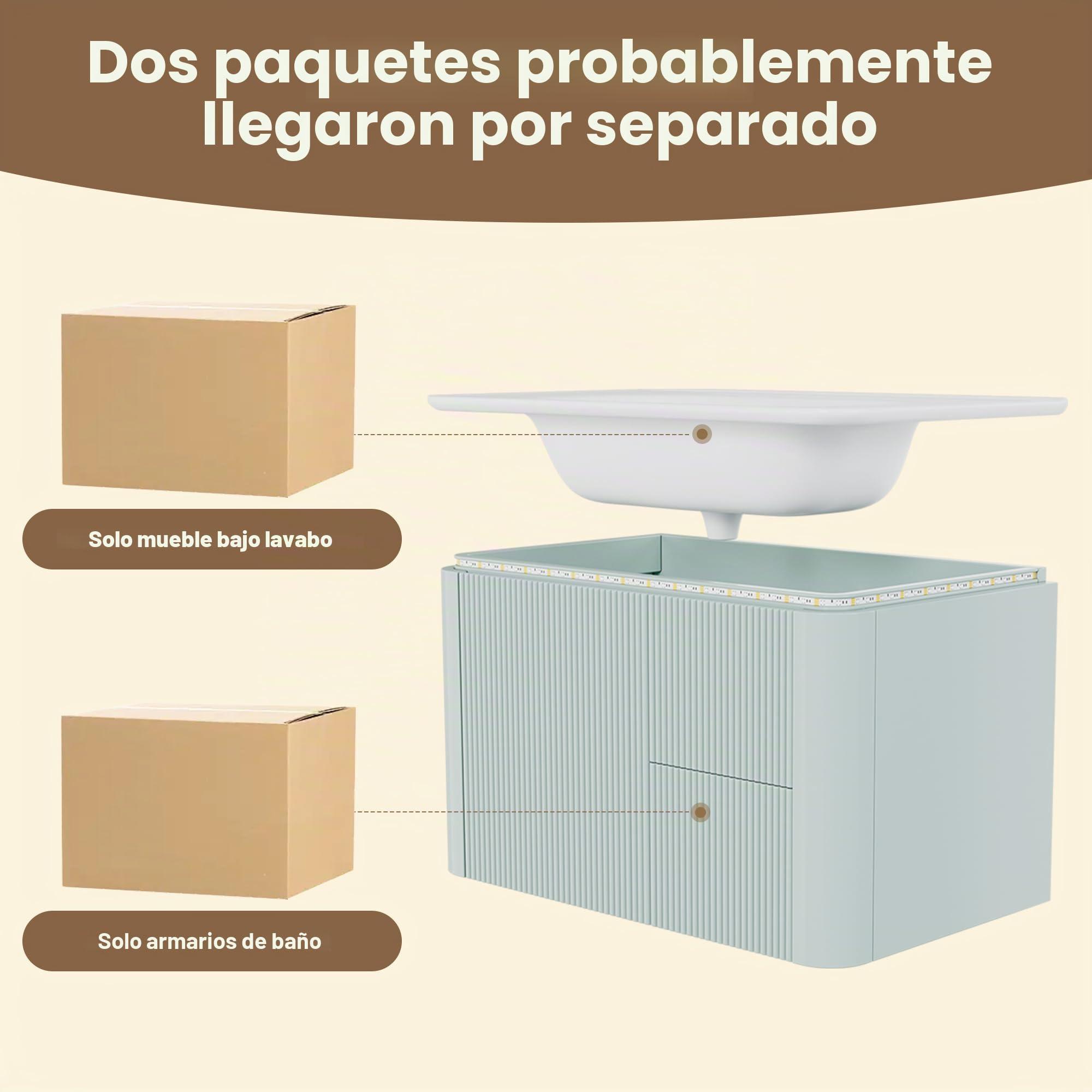 80,5 × 47,5 × 51 cm, armario de lavabo colgante de pared, completamente lacado, estructura vertical, lámpara LED con sensor de movimiento de radar, cajones silenciosos, lavabo de una pieza