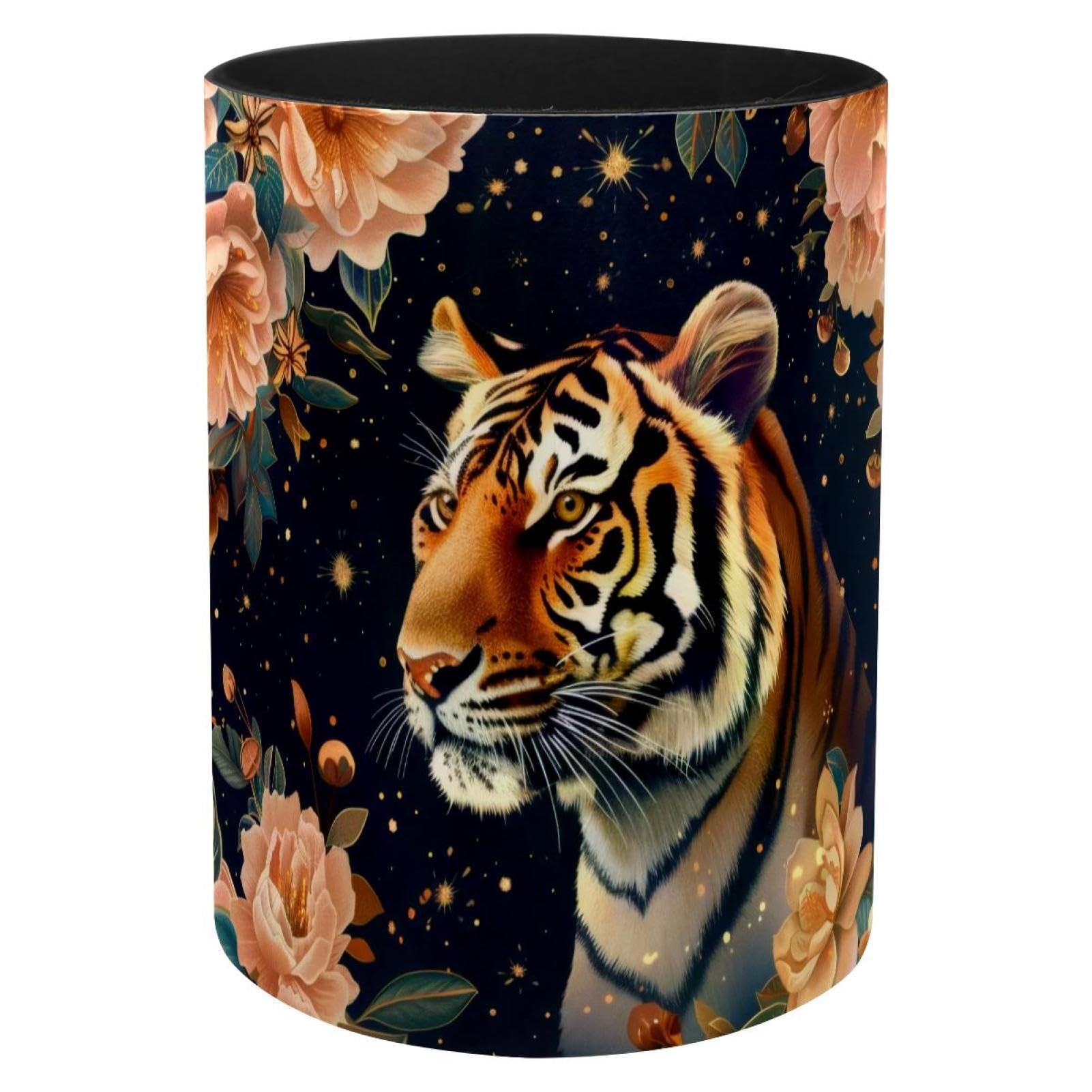 Porte-stylo en métal étoiles et fleurs de tigre pour bureau et école
