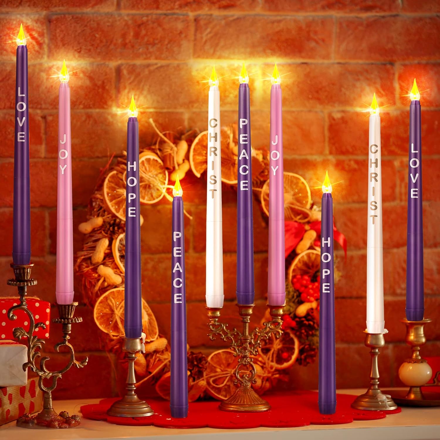 10 Pcs Flameless Advent Candle LED Advent Taper Candles