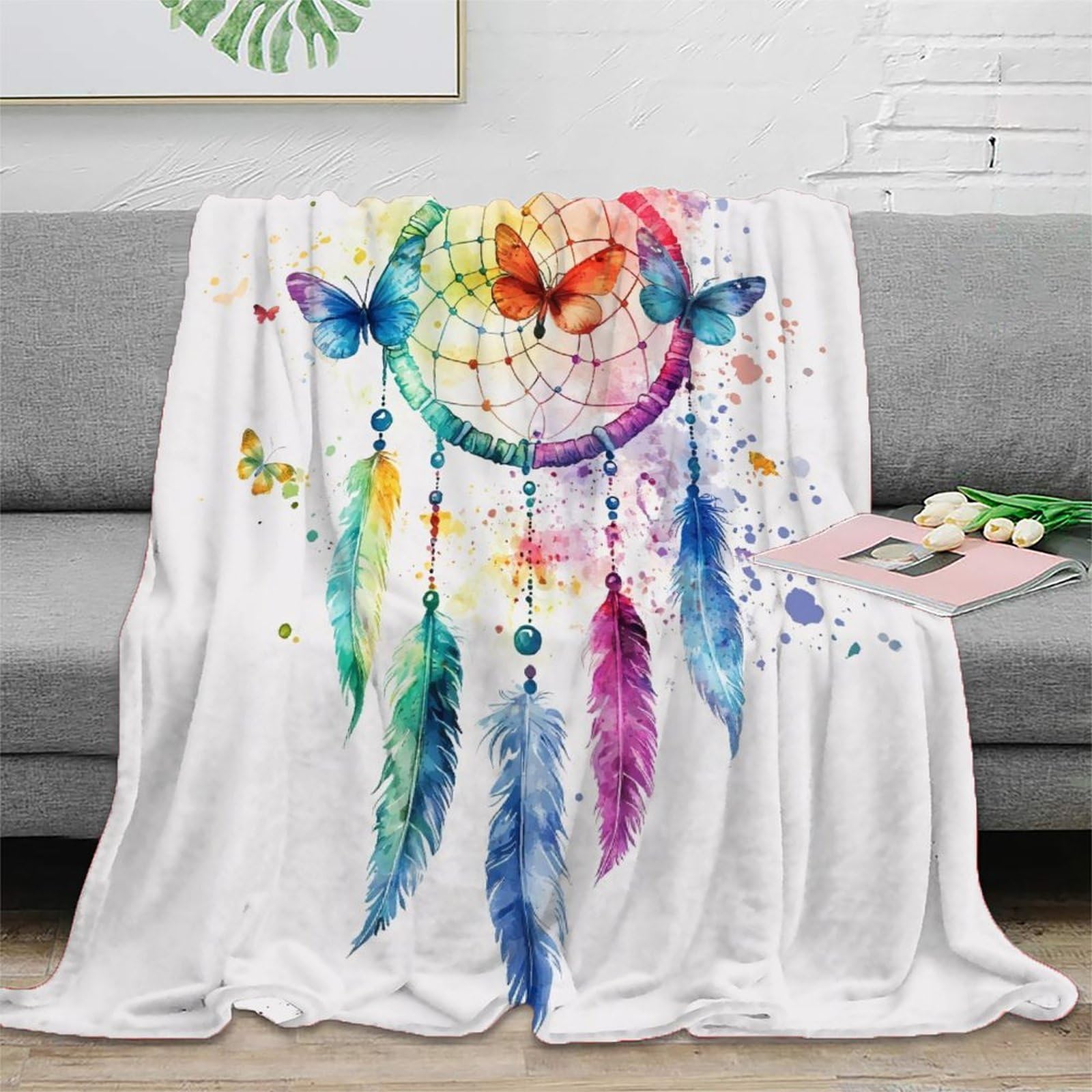 3D Gedruckte Traumfänger Decke Mikrofaser Wohnkultur Traumfänger Kuscheldecke für Sofa Schlafzimmer 80×90(200x230cm)
